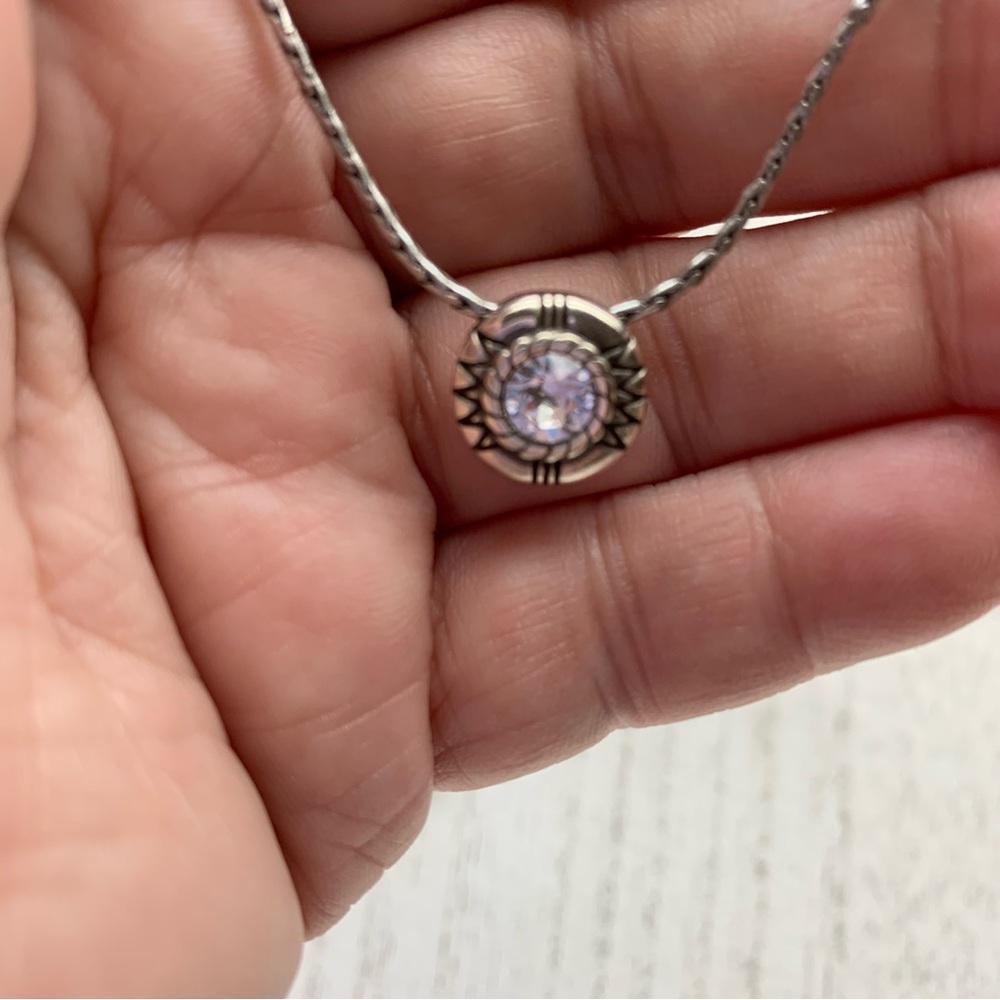 Brighton Reversible Silver Necklace - amber and clear stones - Picture 14 of 14